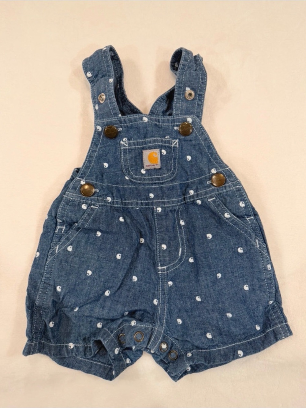 Carhartt Denim Shortalls with White Dot Print - Blue
